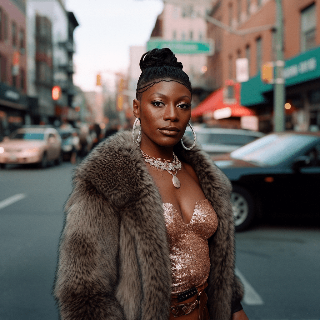 An empowering portrait captures the essence of a Black trans woman, demanding visibility, recognition, and space within the LGBTQ+ movement.